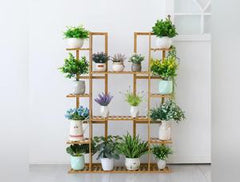 9 Tier Bamboo Plant Stand Rack for Indoor Outdoor Display – Holds 17 Pots