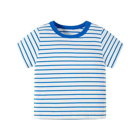 Short-sleeved Striped T-shirt for Boys - Casual Cotton Clothes - Farefe