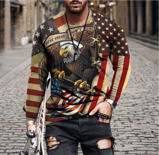 Summer Tide 3D Eagle Pattern Casual Loose Men's T-shirt - European and American Style Clothing