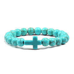 Stunning Blue Turquoise Cross Bracelet for a Timeless Style - Farefe