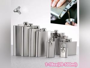 Classic Stainless Steel Hip Flask Set - Perfect for Whiskey, Wine, and Liqueur