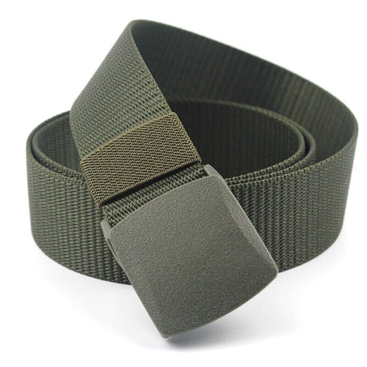 Men's Tactical Waistband Webbing Military Belt - Plastic Cam Buckle Nylon Canvas Belt