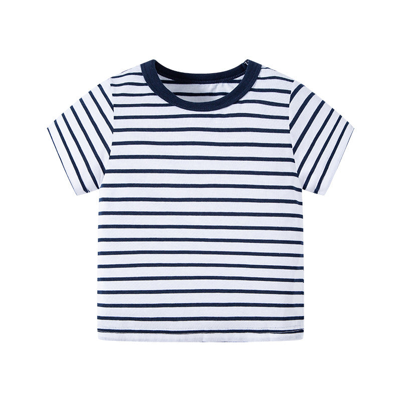 Short-sleeved Striped T-shirt for Boys - Casual Cotton Clothes - Farefe