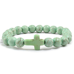 Stunning Blue Turquoise Cross Bracelet for a Timeless Style - Farefe