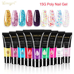 12 Color Nail Art Glitter Powder Extension Gel - Painless and Shimmering Nail Art Sequin Gel - Farefe