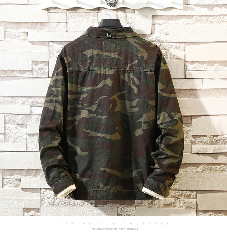 Camouflage Denim Jacket Coat for Men - Stylish Autumn Clothing - Farefe