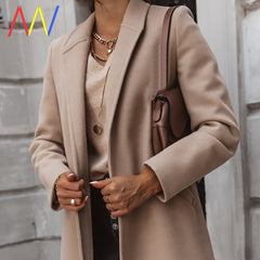 Women's Oversize Bomber - Casual Long Sleeve Lapel Collar Overcoat