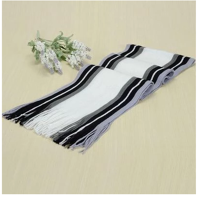 Autumn and Winter Fringed Men's Scarves - Cotton, Solid Color, Warm Pattern Stripe, Suitable for Winter, Spring, Autumn - Red, Purple, Black, White, Coffee - Length 180cm x Width 23cm - Farefe