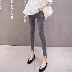 Korean Style Fashion Maternity Denim Pencil Pants for Chic Moms