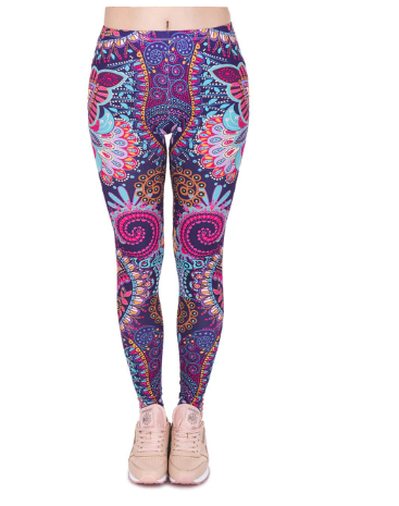 Printed Stretch Pants for Women - Breathable, Slim Fit Yoga Leggings with Anti-Wire Removal Pattern (Size: Waist 60-88cm, Hip 96-116cm, Length 92cm) - Farefe