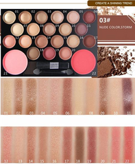 Professional Warm Color Eye Palette with 24 Shades - Nude Eyeshadow & Glitter Makeup Set - Farefe