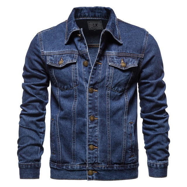 Men's Blue Hooded Lapel Jeans Jacket - Casual Fit, Thin, Others Pattern - Farefe