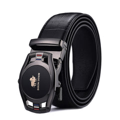 Men's Genuine Leather Belt with Automatic Buckle - Black, Coffee, Gun Color - Sizes: 110cm-130cm