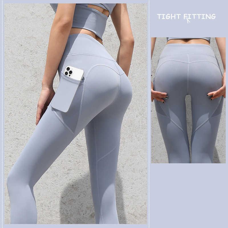 Gym Sport Seamless Leggings With Pockets - High Waist Women's Fitness Running Yoga Pants - Farefe