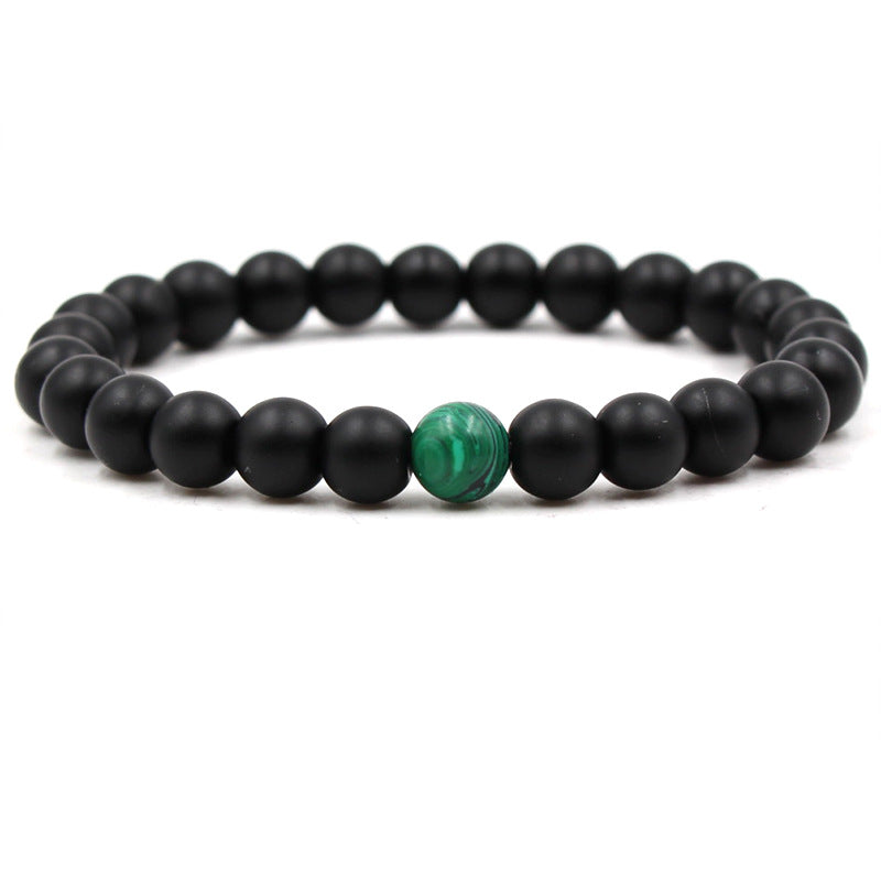 Stylish Black Matte Green Malachite Bracelet for Trendy Men and Women - Farefe