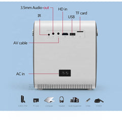 1080P HD Portable Projector - Monolithic LCD, 1280*720 Resolution, 3000~3999 Lumens Brightness, 16:9 Screen Ratio, Support AV USB TF HDMI VGA Headset, Manual Adjustment, Wireless Projection (Power Supply: 110-240v) - 50W Power Consumption. - Farefe