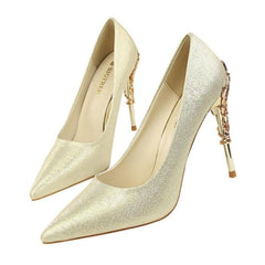 LAKESHI Elegant Metal Plated Wedding Shoes - 10cm Heel Height, 0.5cm Waterproof Thickness - Farefe