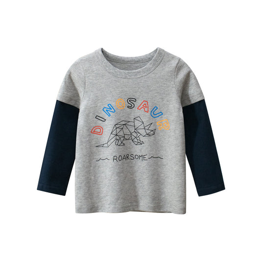 Baby Boys Long Sleeve T-Shirt Cotton Animal Pattern Kids Bottoming Shirt - Farefe