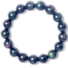 Sparkle in Style with Rainbow Purple Green Eye Obsidian Bracelet - Farefe