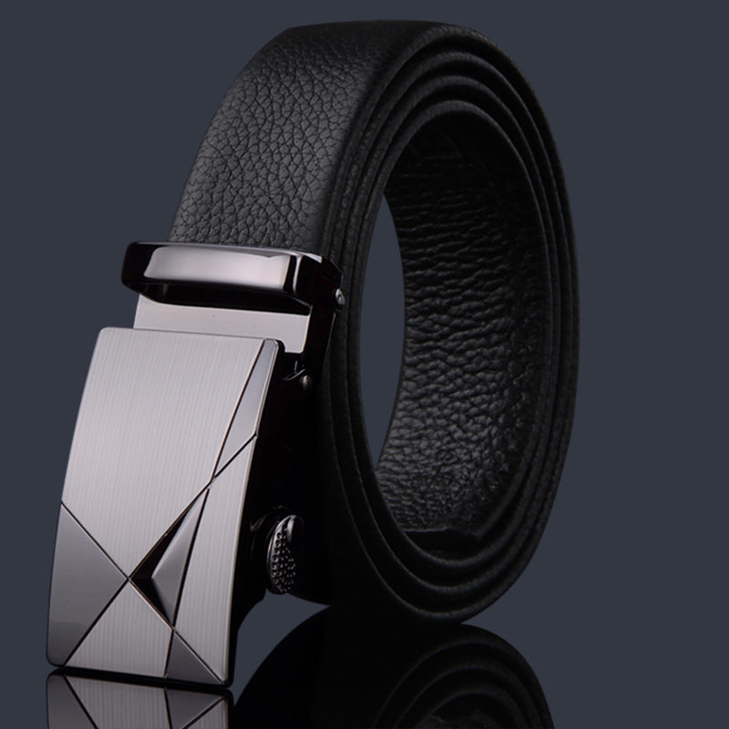 Men's Automatic Belt with Imitation Leather and Rectangular Alloy Buckle - Farefe