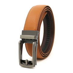 Fake Needle Belt Automatic Buckle - Men's Cowhide Leather Two-Layer Business Style Belt