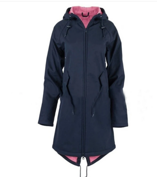 Mid-Length Fleece Hooded Plain Slim Fit Zipper Jacket - England Style (65cm＜Length≤80cm) - Farefe