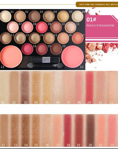 Professional Warm Color Eye Palette with 24 Shades - Nude Eyeshadow & Glitter Makeup Set - Farefe