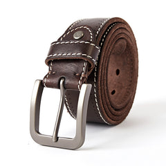 Washed Leather Belt - Casual Style, Top Layer Cowhide, Pin Buckle - Adult Unisex Belt