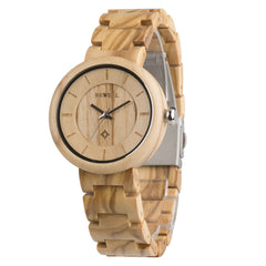 Bamboo Wood Ladies Quartz Watch - Small Three Needles, Fashionable and Stylish - Farefe