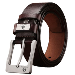 Premium Two-Layer Cowhide Weave D-Shaped Alloy Buckle Belt