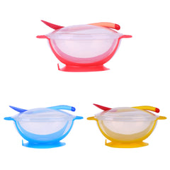 Baby Tableware Dinnerware Suction Bowl With Temperature Sensing Spoon - BPA Free - Farefe