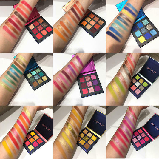 9-Color Multicolor Eyeshadow Palette by Beauty Glazed - Farefe