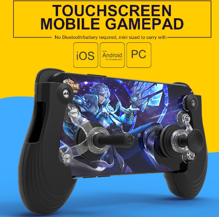 Apple-Compatible Mini Pro Size Touch Screen Mobile Gamepad with Joystick and Suction Cup - For iOS and Android Mobile Games - Farefe