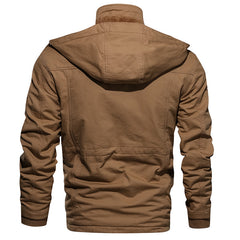 Men Winter Fleece Hooded Jacket Thermal Outerwear