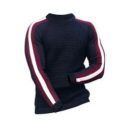 Men's Contrast Slim Bottom Sports Casual Sweater - Cotton Blend Fabric - Available in Multiple Colors - Sizes S-XXXL