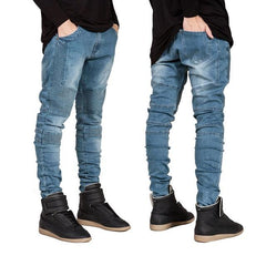 Men Skinny Jeans in Cotton Fabric - Black, Light Blue, Blue, Gray - Sizes 28-38
