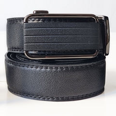 Men's Leather Ratchet Belt with Slide Buckle - Adjustable Size - Made in USA