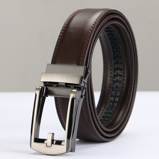 Adjustable Leather Track Belt for Men - Brown, Camel, Maroon, Dark Brown - Farefe