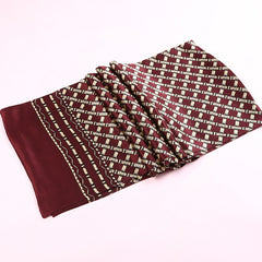 Double Silk Crepe Satin Scarf with Printed Geometry Pattern, Ideal for Decoration