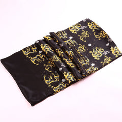 Double Silk Crepe Satin Scarf with Printed Geometry Pattern, Ideal for Decoration