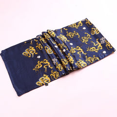 Double Silk Crepe Satin Scarf with Printed Geometry Pattern, Ideal for Decoration