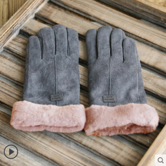 Gloves Female Autumn and Winter Warm Velvet Touch Screen Suede Gloves - Farefe