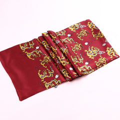 Double Silk Crepe Satin Scarf with Printed Geometry Pattern, Ideal for Decoration