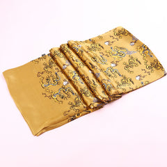 Double Silk Crepe Satin Scarf with Printed Geometry Pattern, Ideal for Decoration