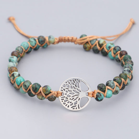 Handcrafted Woven Tree of Life Yoga Bracelet: Embrace Ethnic Style and Retro Charm - Farefe