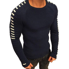 Men's Slim Long Sleeve Round Neck Knit Top - Casual Style - Acrylic Yarn - Multiple Colors - Sizes S-XXXL - Farefe
