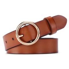 Women's Round Buckle Belt Leather Korean Version Belt