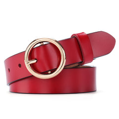 Women's Round Buckle Belt Leather Korean Version Belt