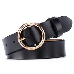 Women's Round Buckle Belt Leather Korean Version Belt