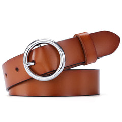 Women's Round Buckle Belt Leather Korean Version Belt